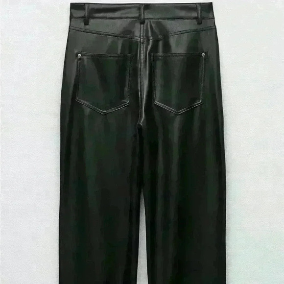 Zara Faux Leather Mom Fit Pants - Picture 8 of 15